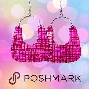 Nickel & Suede Fuchsia Textured Earrings